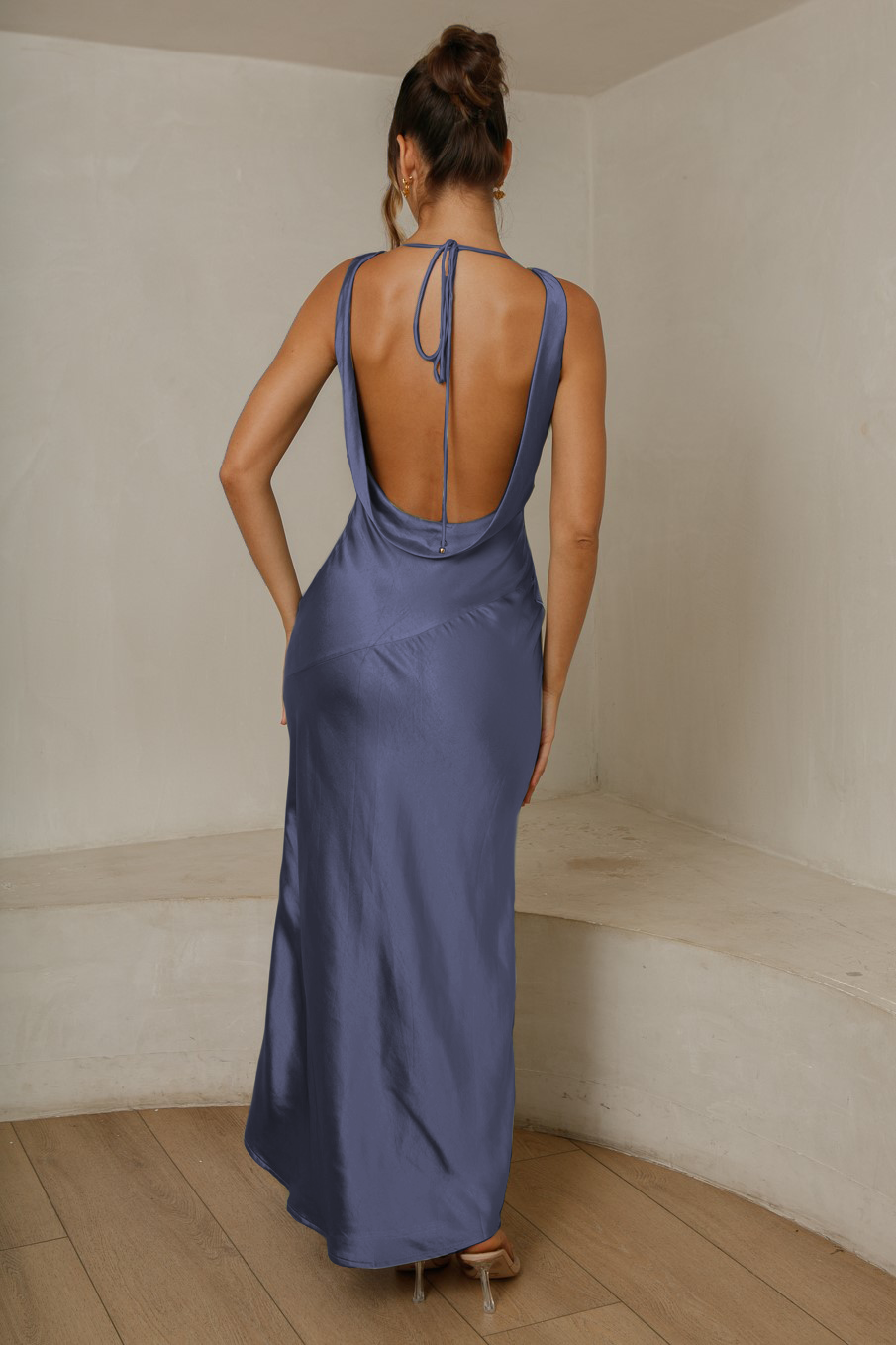 Cassandra Cowl Neck Maxi Dress - Navy