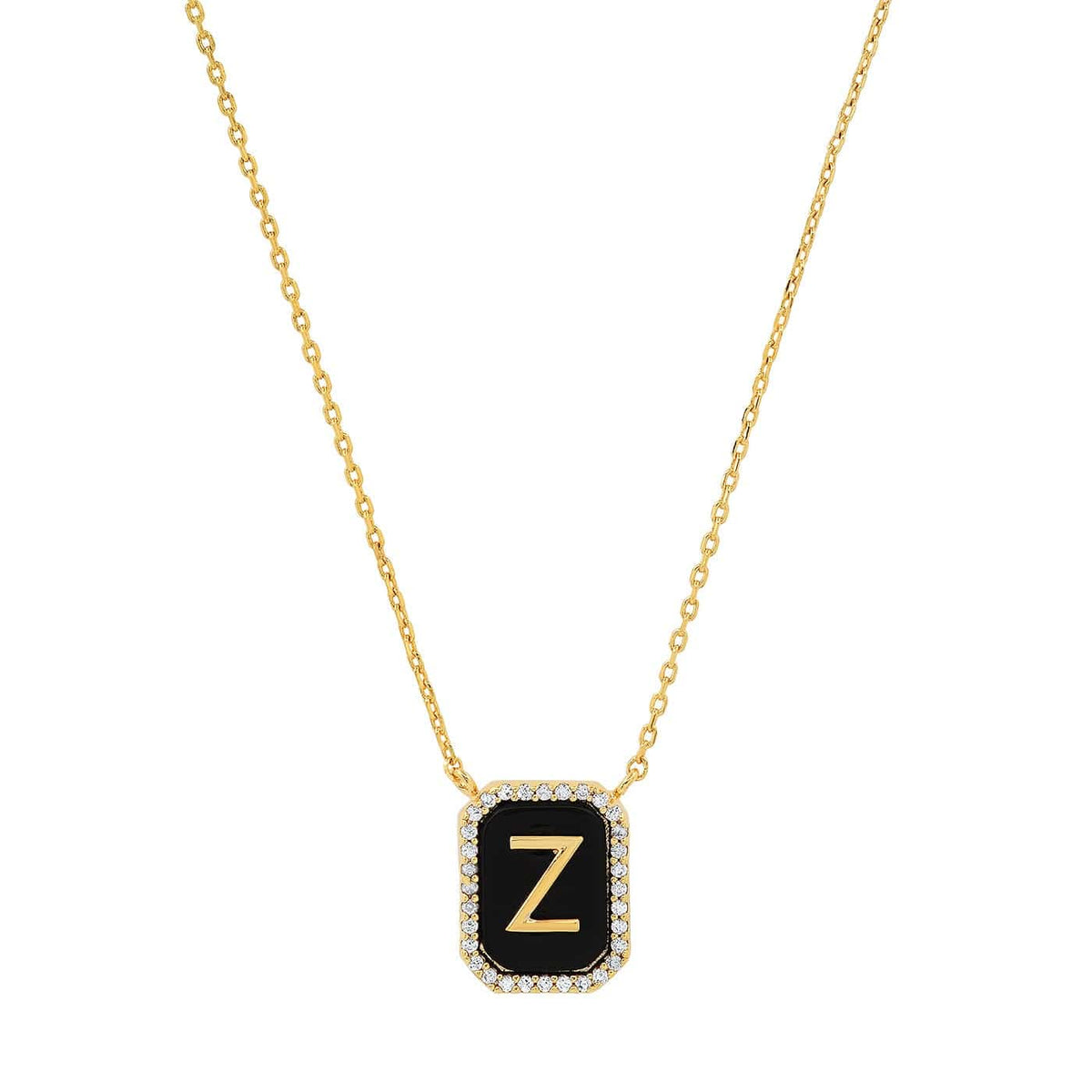 Onyx Monogram Pendant Necklace