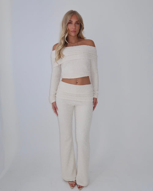Long Sleeve Off the Shoulder Top | Cream