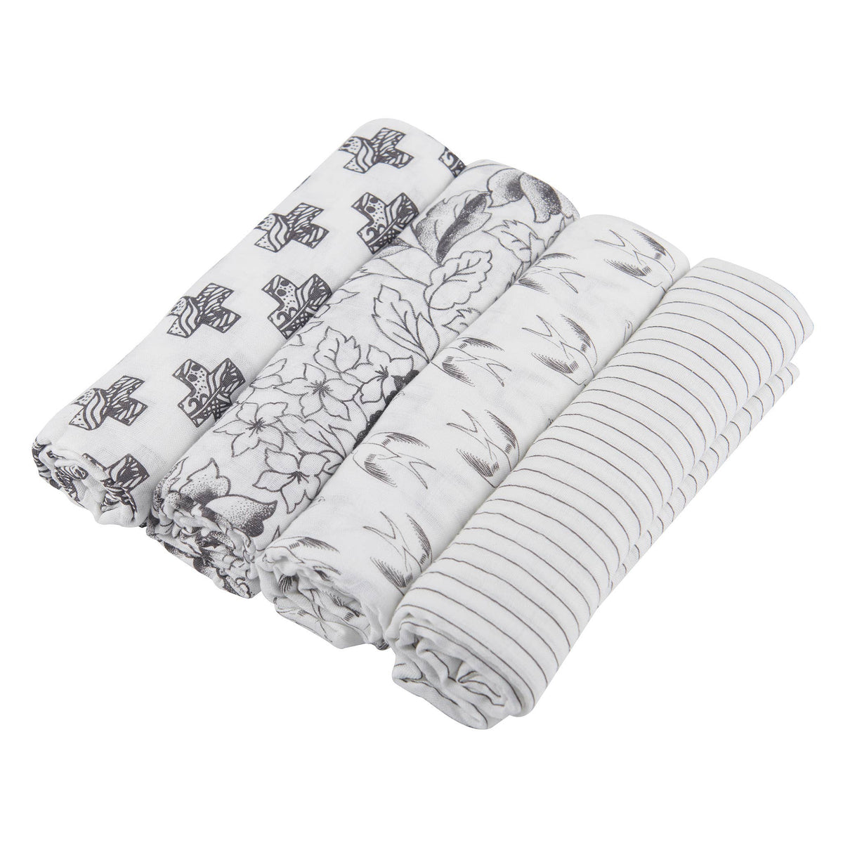 BABY - Monochrome Bamboo Muslin Swaddle 4-Pack