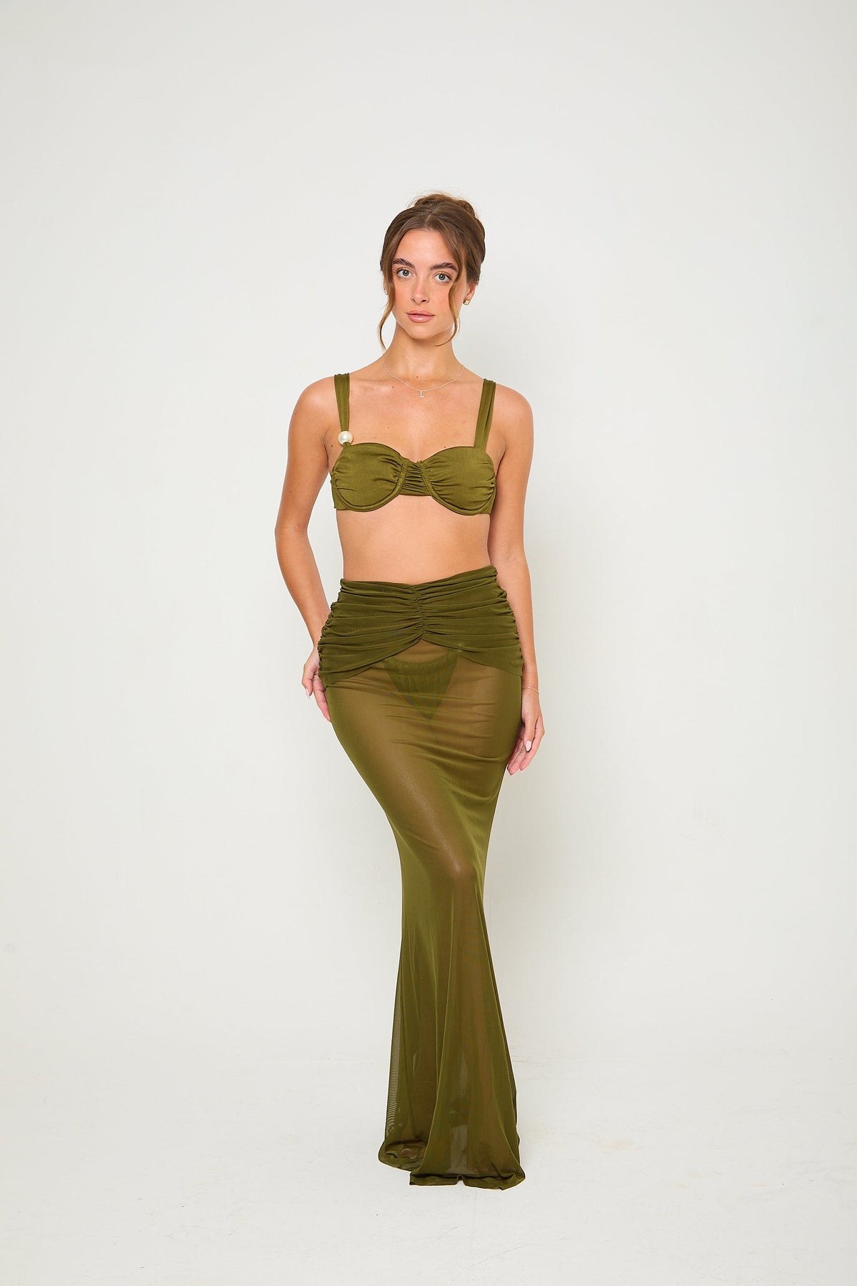 Marnie Mesh Maxi Skirt | Khaki