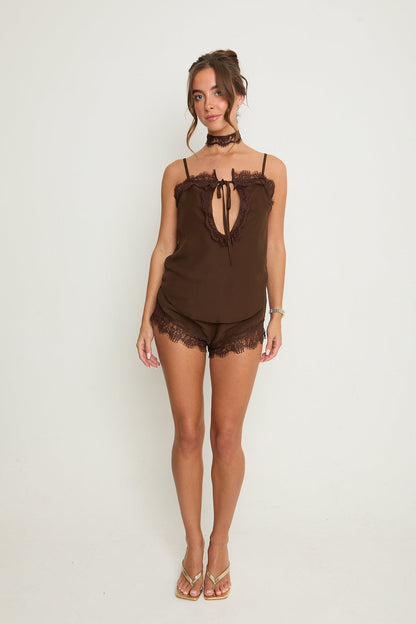 Gigi Lace Shorts | Brown