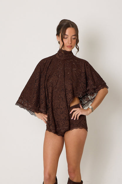 Carmen Lace Top | Brown