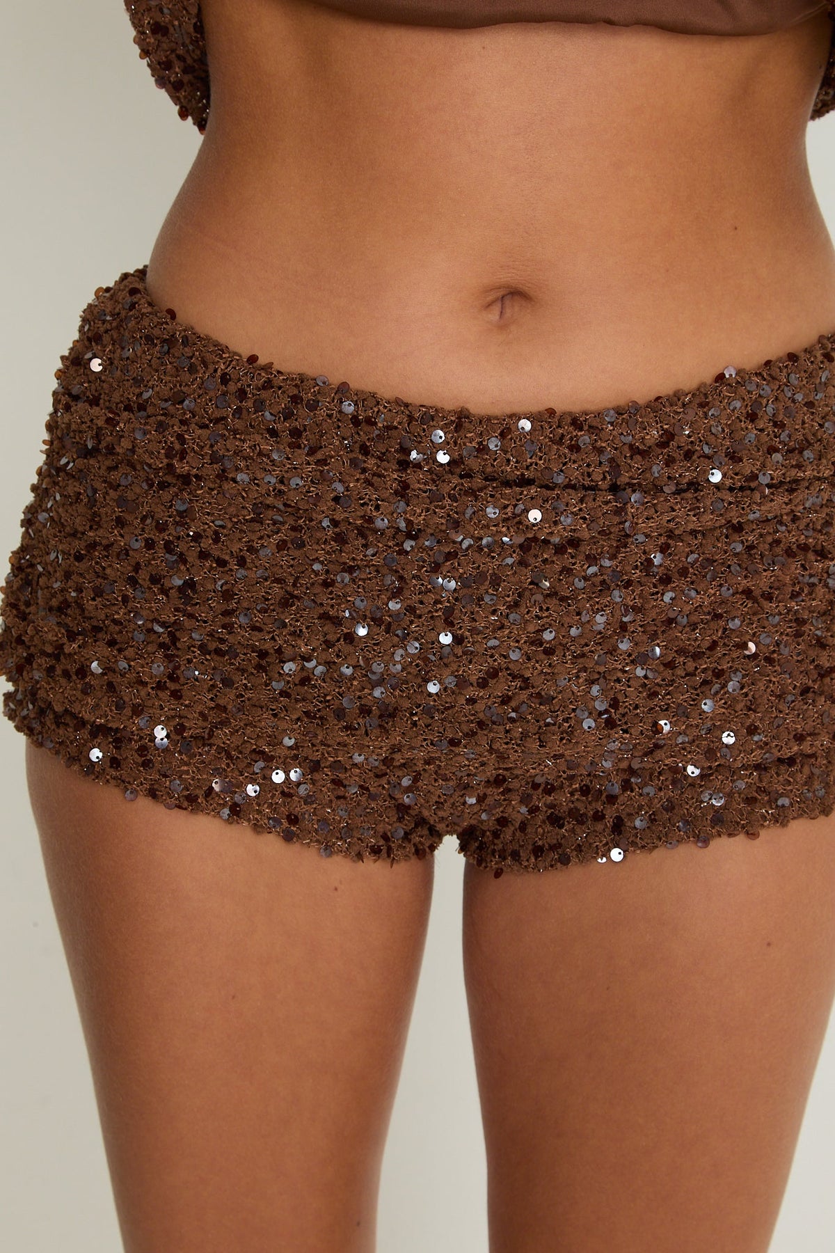 Lily Mini Ruched Shorts | Brown