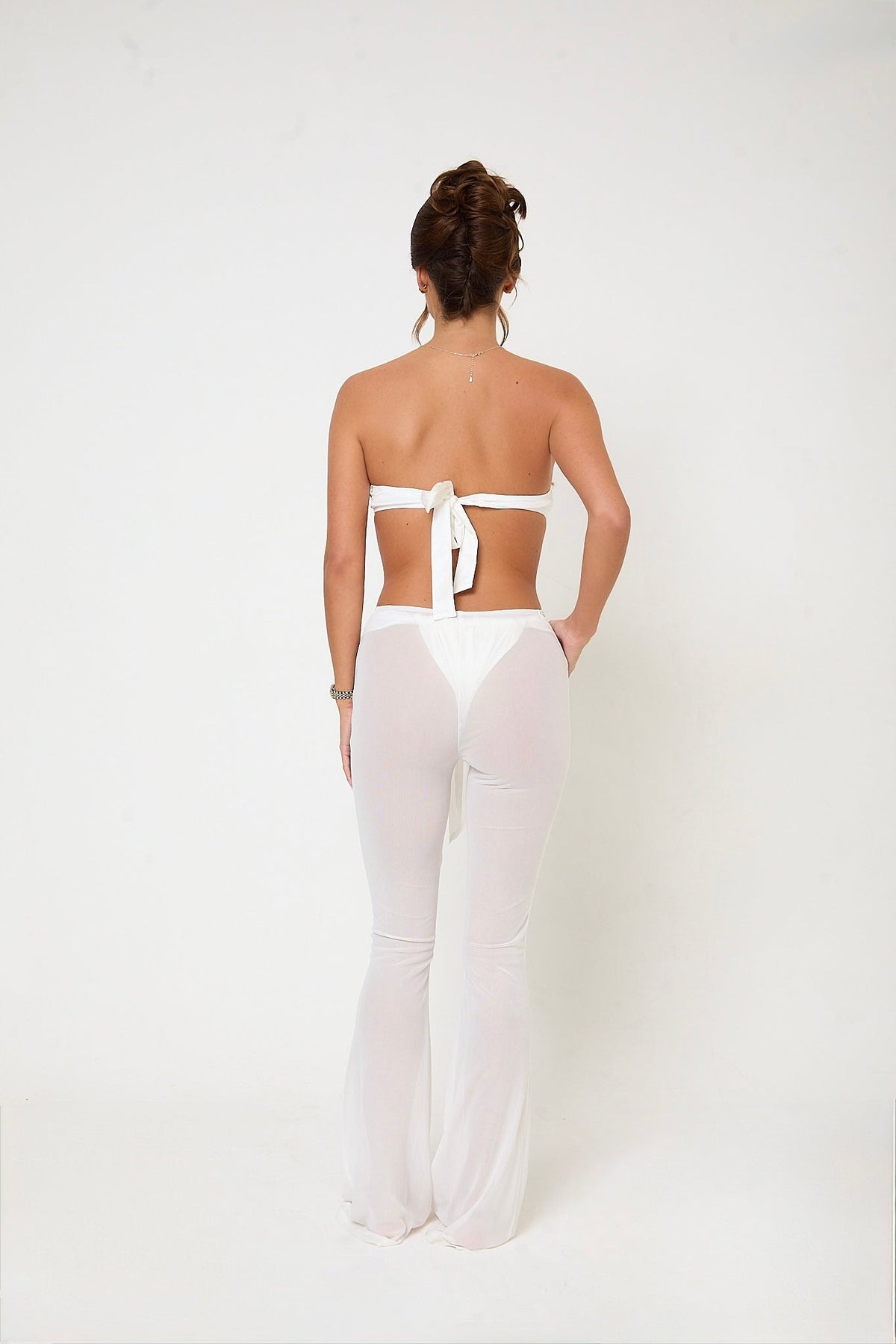 Grace Mesh Trouser | White
