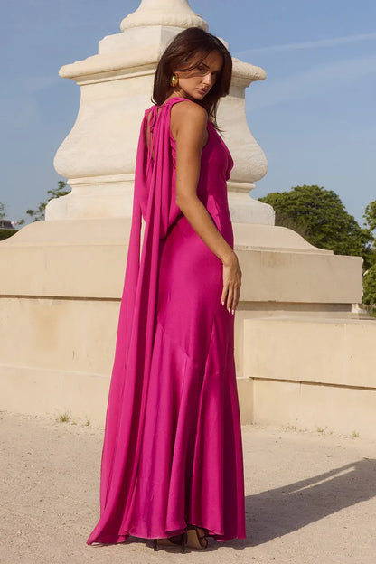 Gabriella Cowl Maxi Dress - Fuchsia