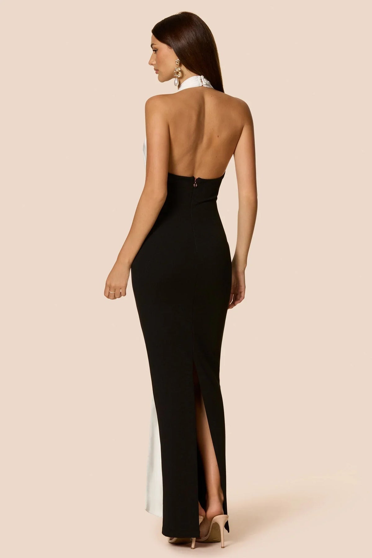 Nookie Chiara Halter Gown - Black/White