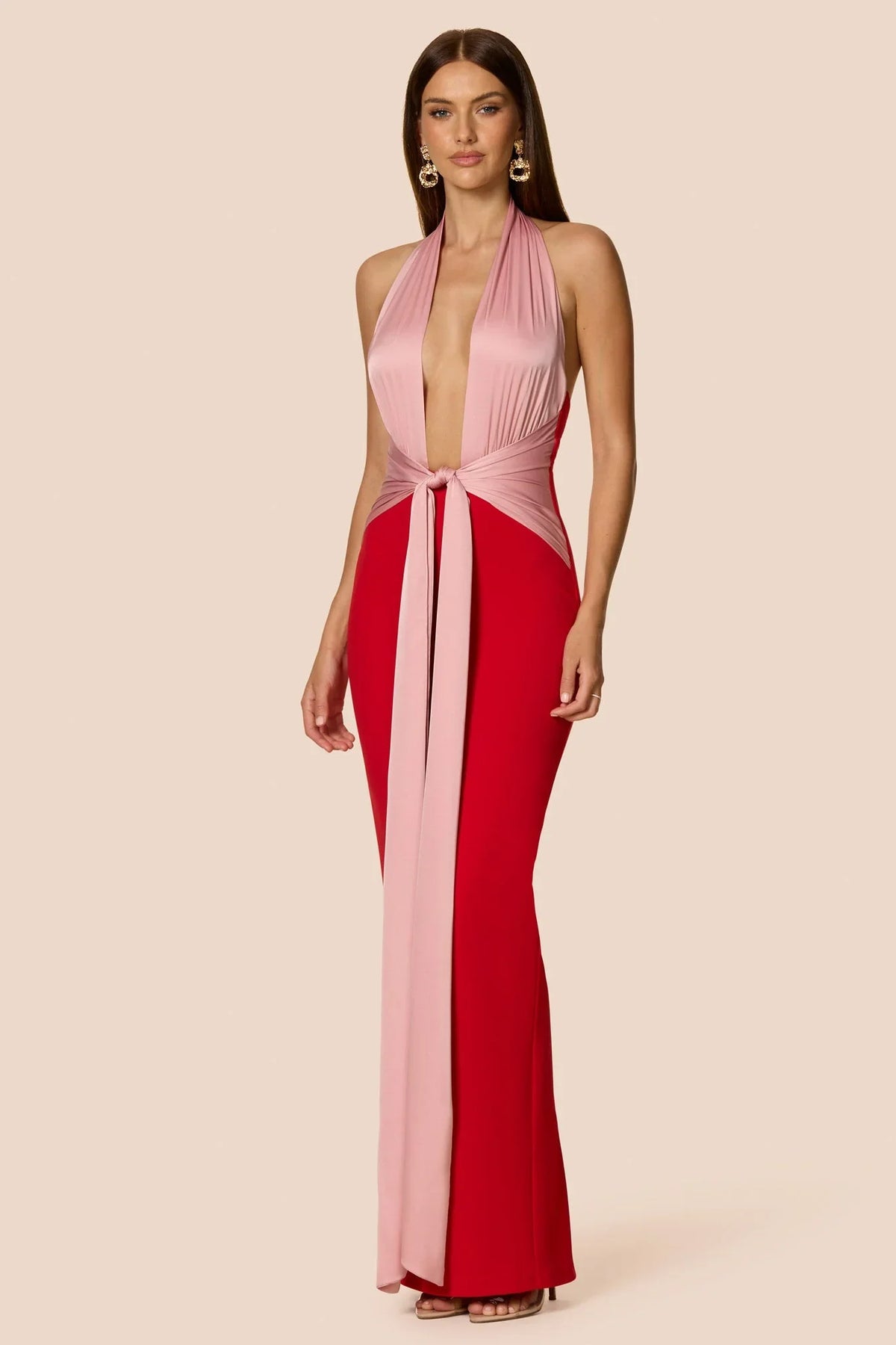 Nookie Chiara Halter Gown - Red/Pink