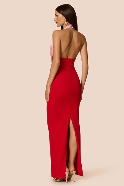 Nookie Chiara Halter Gown - Red/Pink