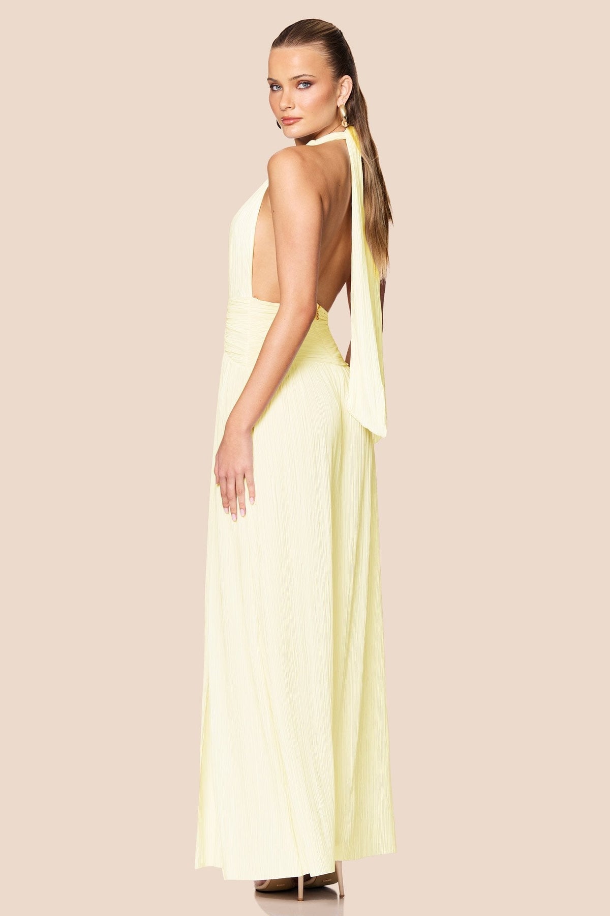 Nookie Desiree Halter Gown - Lemon