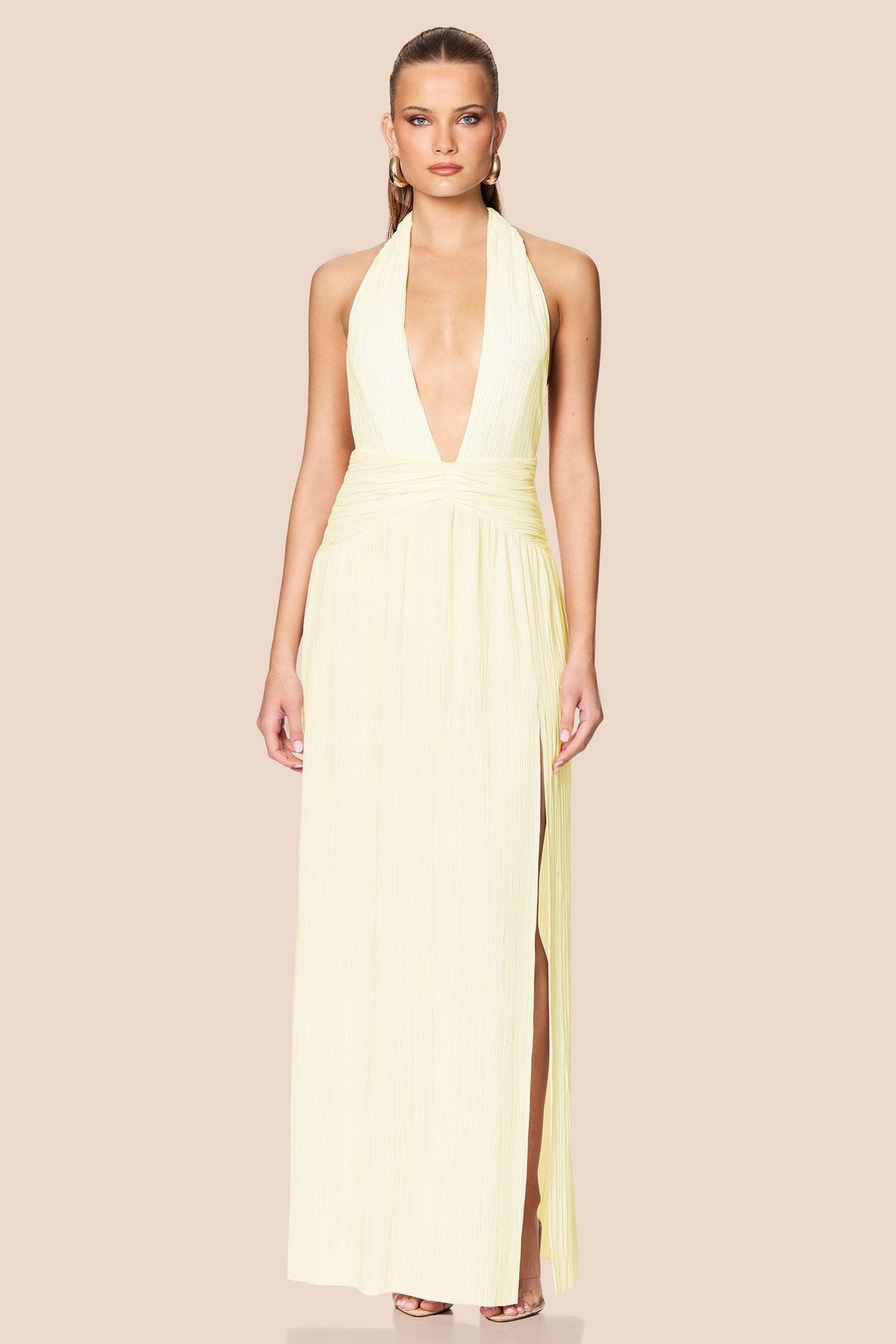 Nookie Desiree Halter Gown - Lemon