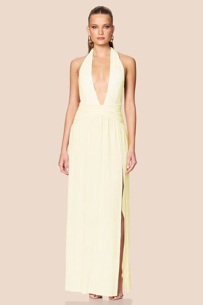 Nookie Desiree Halter Gown - Lemon
