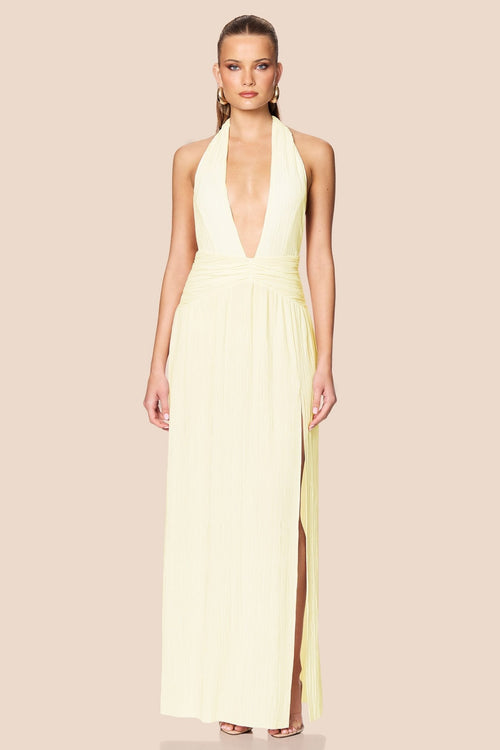 Nookie Desiree Halter Gown - Lemon
