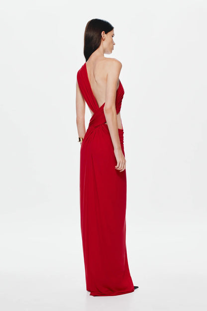 Misha Solstice Cupro Maxi Dress - Cherry