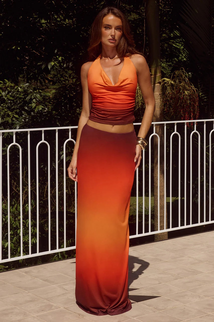 Lotus Maxi Skirt - Blaze Ombre