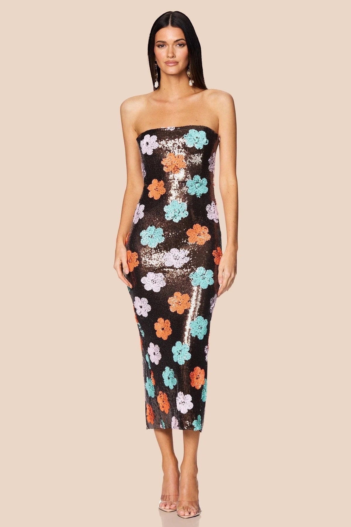 Nookie Sienna Midi Dress - Floral Sequin