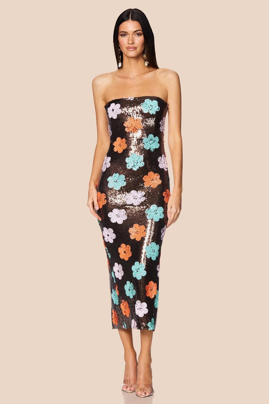Nookie Sienna Midi Dress - Floral Sequin