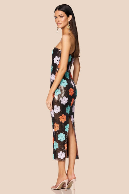 Nookie Sienna Midi Dress - Floral Sequin