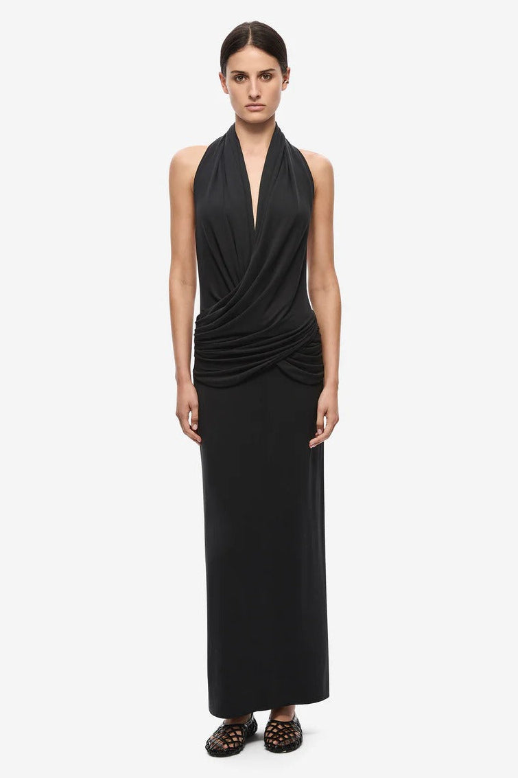 Misha Cabana Cupro Dress - Black
