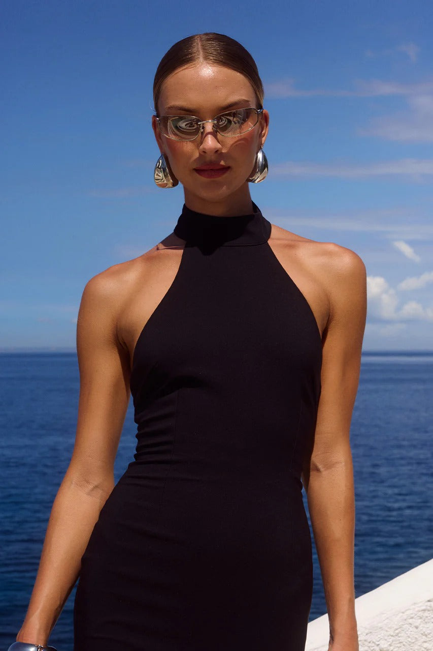 Yazmin Halter Maxi Dress - Black