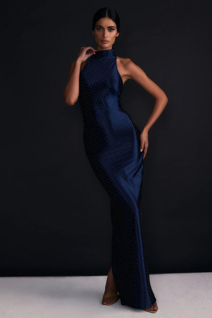 Nookie Mirabella High Neck Maxi Dress - Dark Navy
