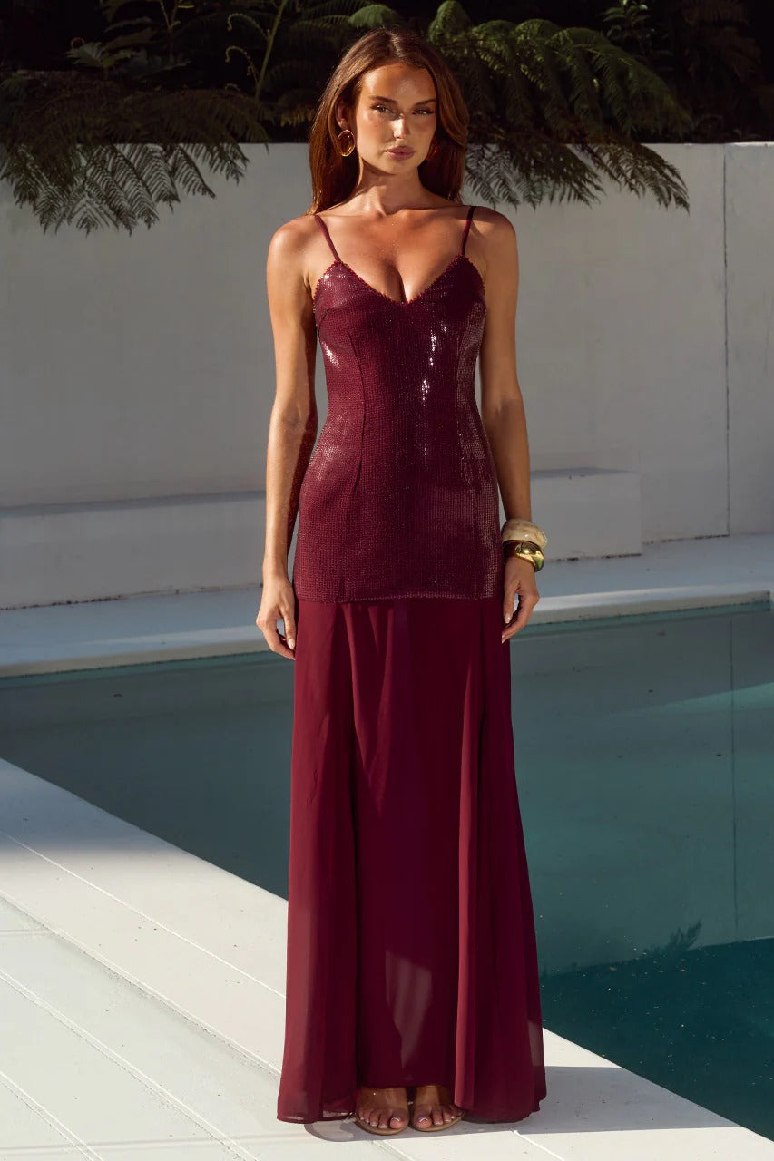 Tulia Maxi Dress - Wine
