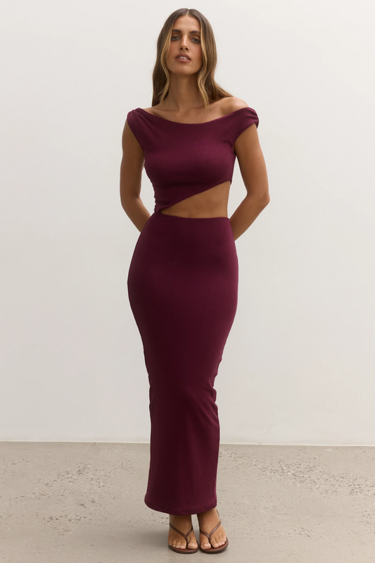 Elara Midi Dress - Plum