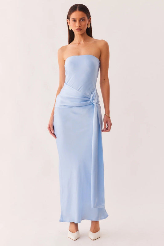 Angie Front Tie Maxi Dress - Baby Blue