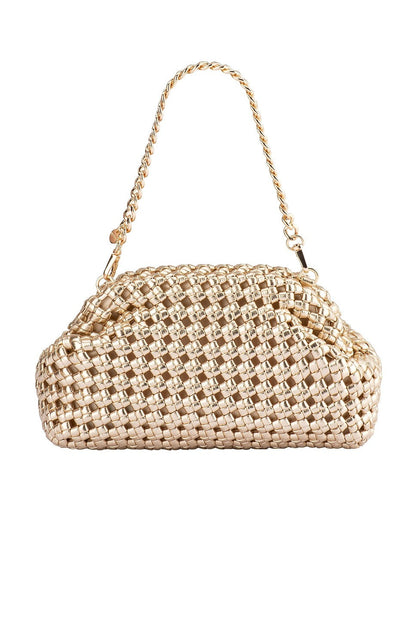 Everly Hand Woven Clutch - Gold