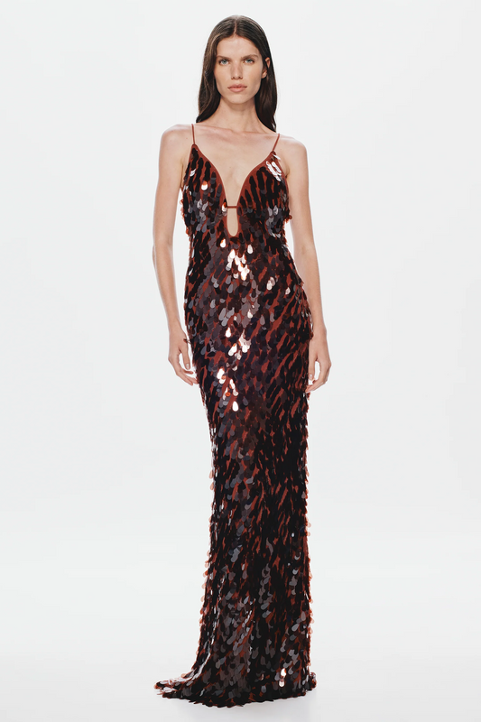 Misha Sapphire Sequin Maxi Dress - Fig