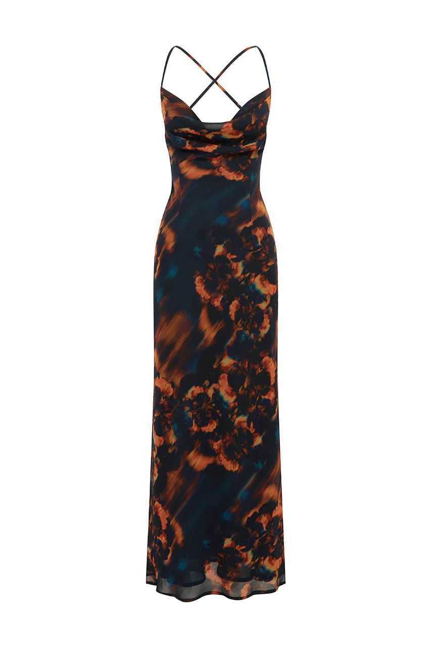 Bridgette Cowl Maxi Dress - Valina Orange