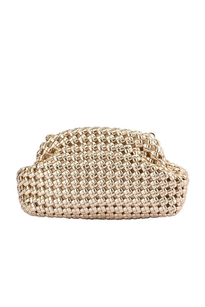 Everly Hand Woven Clutch - Gold