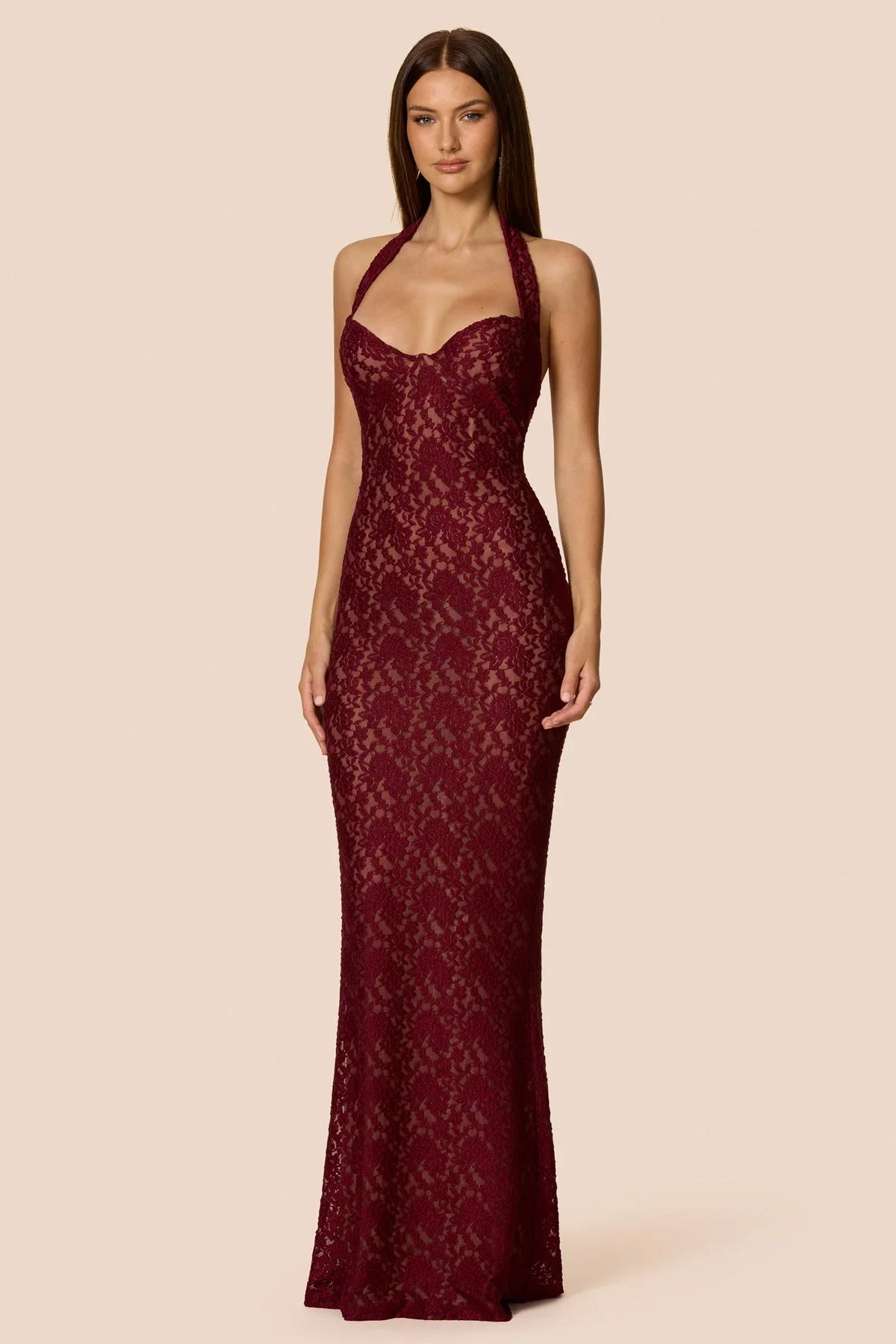 Nookie Mystique Halter Gown - Wine