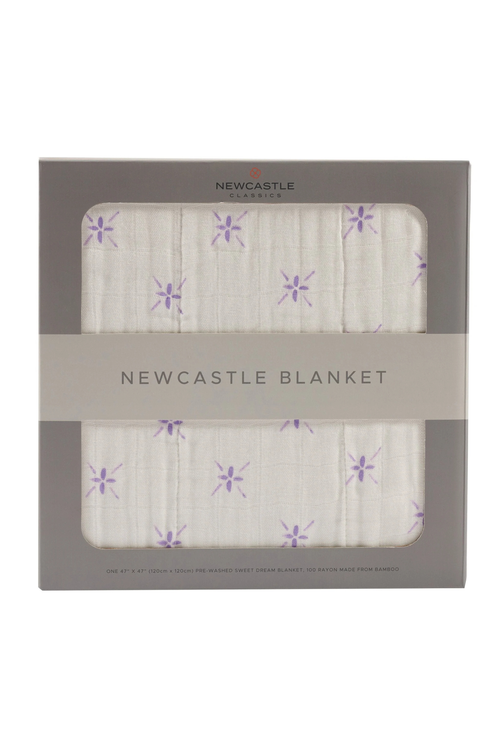 BABY - Lavender Flower And White Bamboo Muslin Blanket