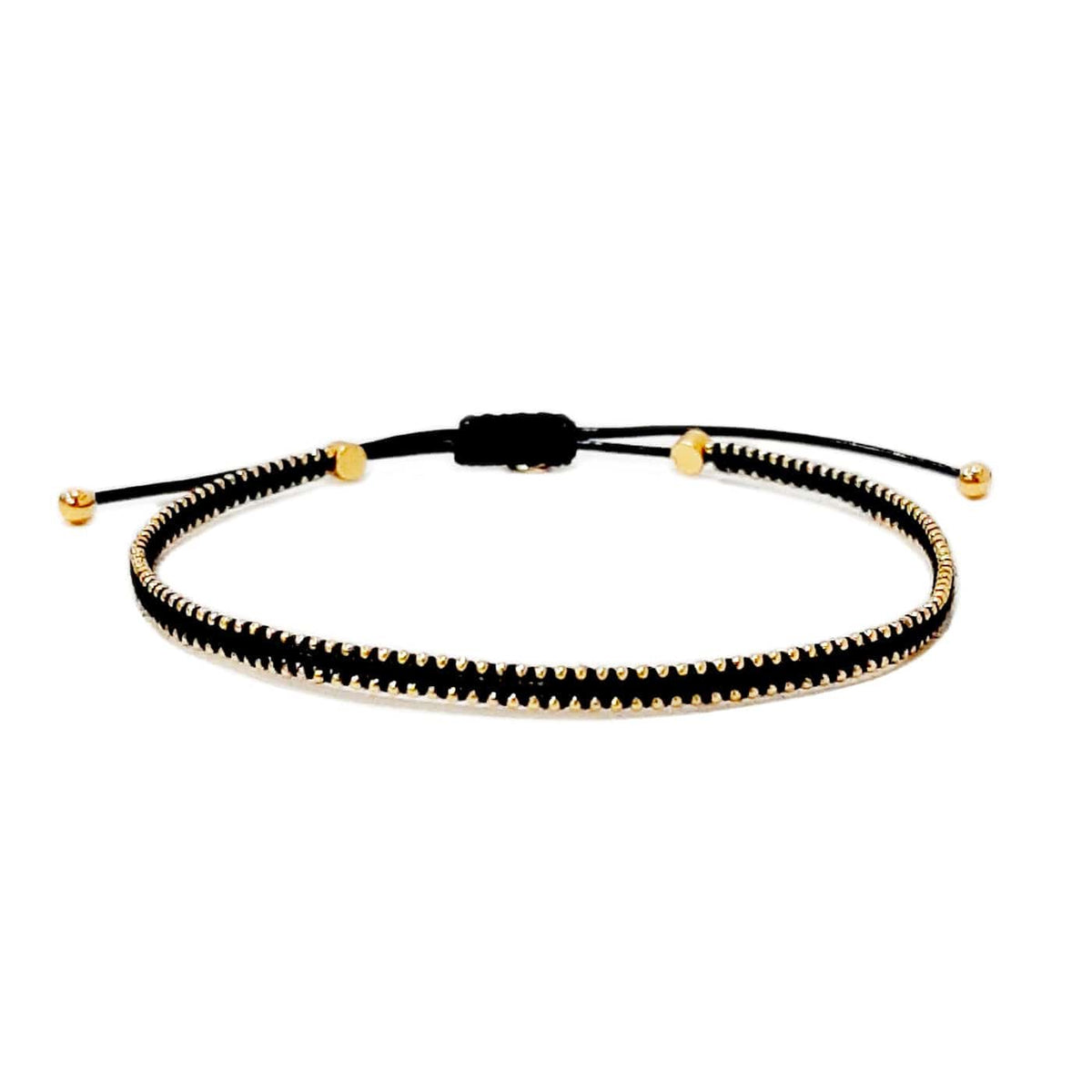 Silk Cord Bracelet with Gold Beaded Detail