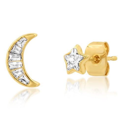 Mismatched Celestial Baguette CZ Studs