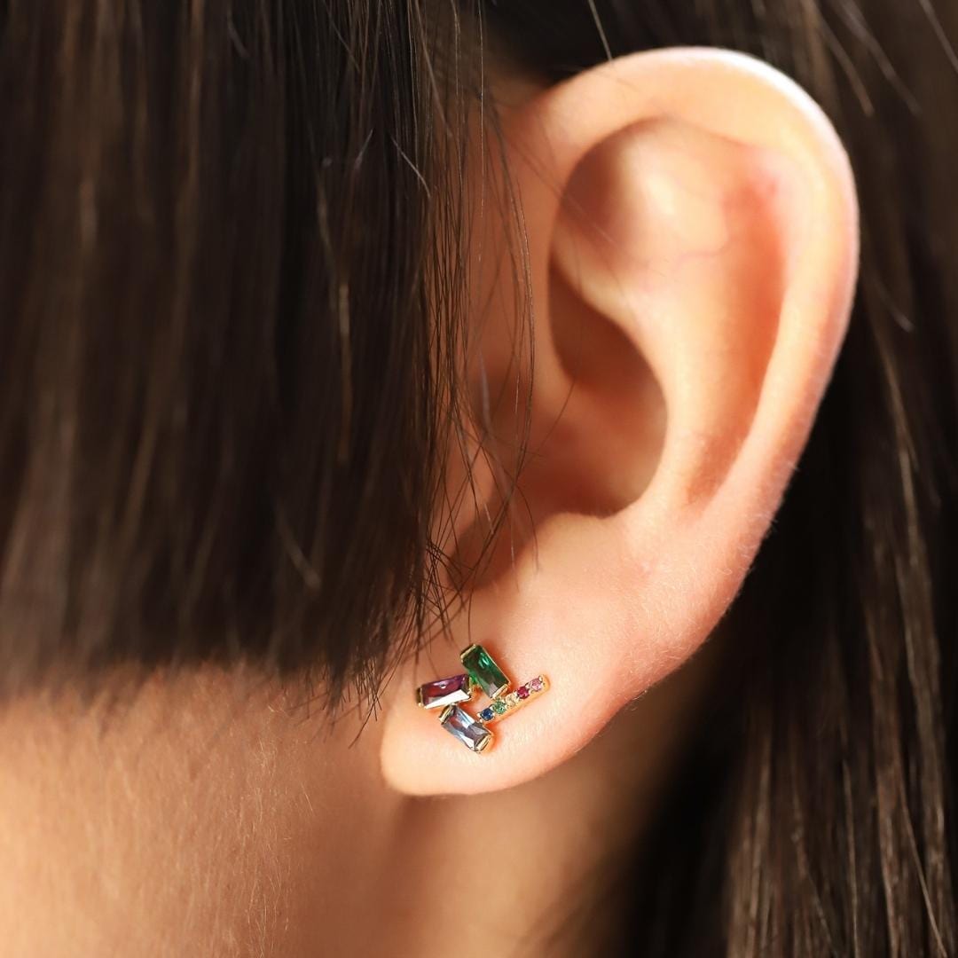 Multi-Colored Geometric CZ Studs