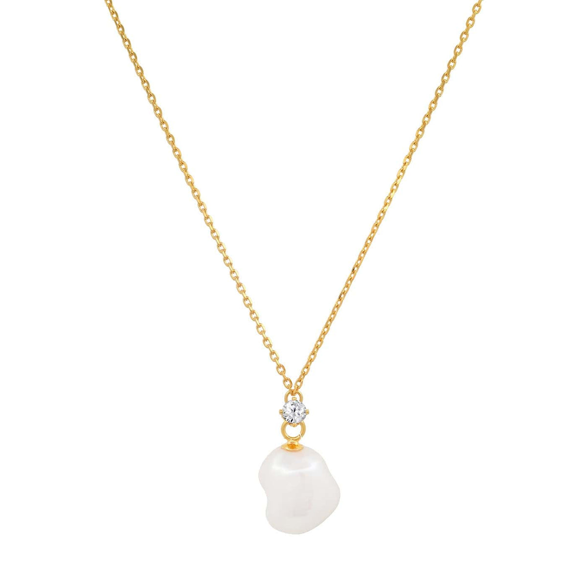 Chain with Freshwater Pearl and CZ Pendant