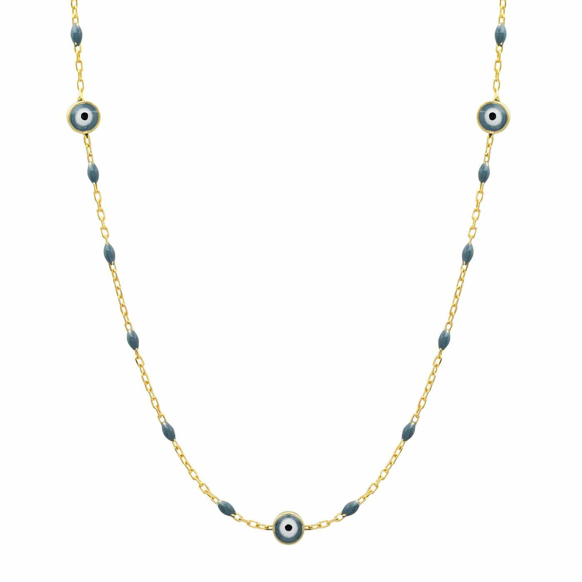 Lucky Blue Beaded Evil Eye Necklace