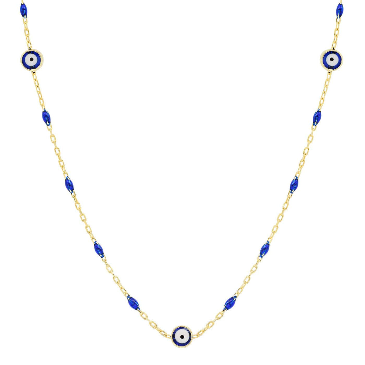 Lucky Blue Beaded Evil Eye Necklace