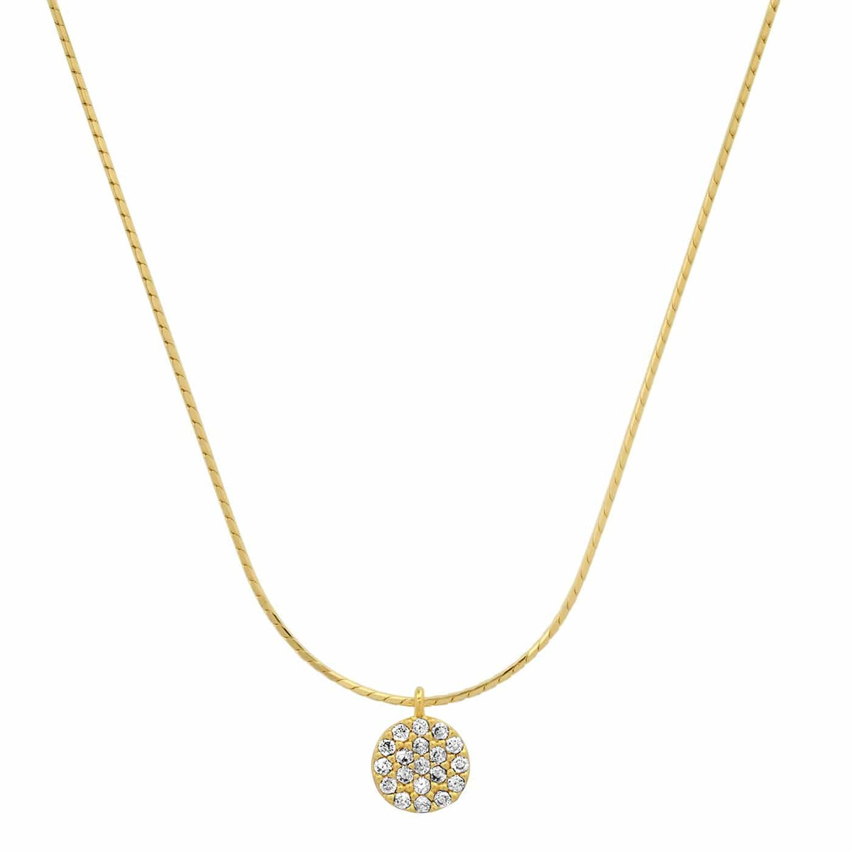 Gold Vermeil Snake Chain with Pave CZ Disc
