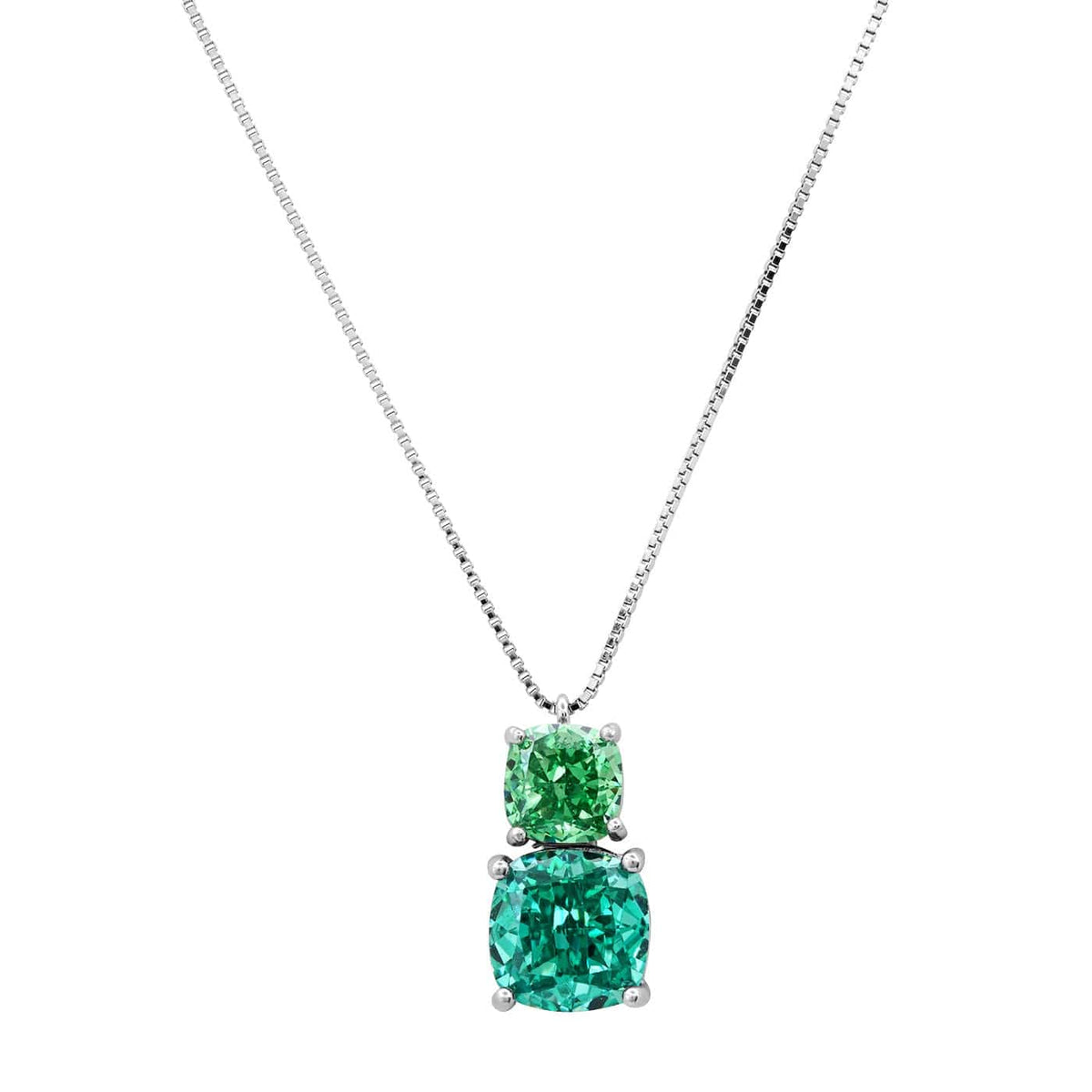 Ombre Green Double Solitaire Pendant Necklace