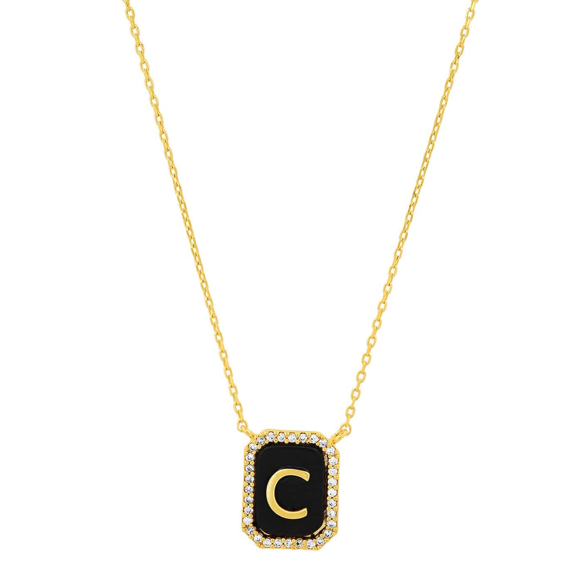 Onyx Monogram Pendant Necklace