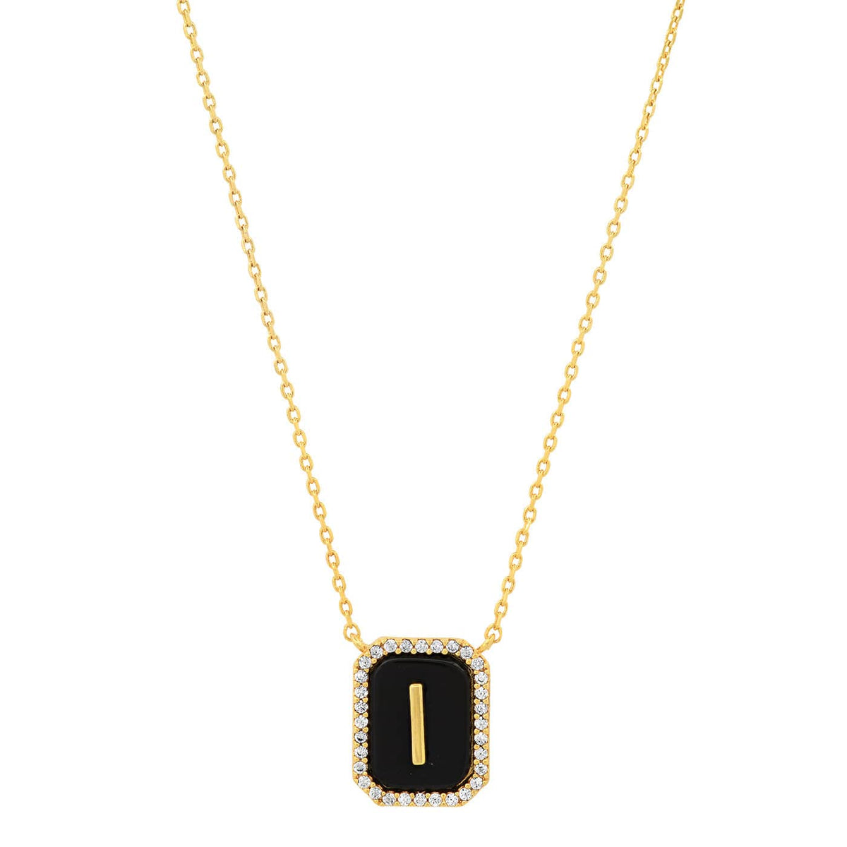 Onyx Monogram Pendant Necklace