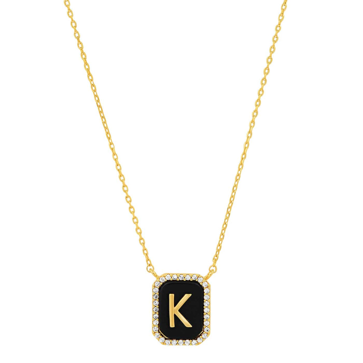 Onyx Monogram Pendant Necklace