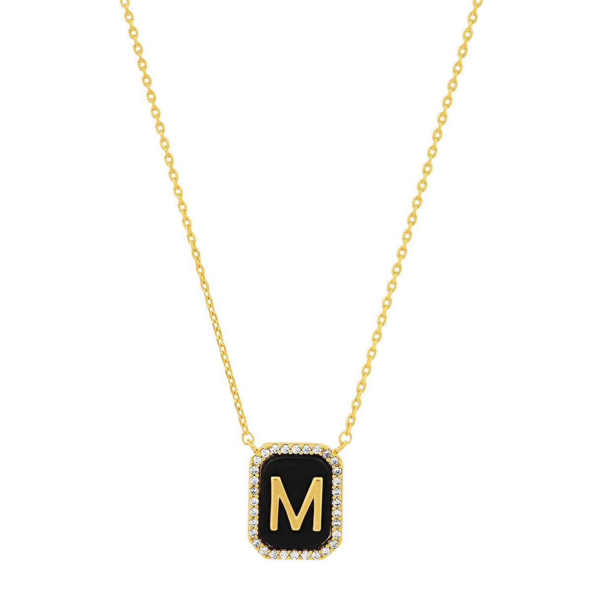 Onyx Monogram Pendant Necklace