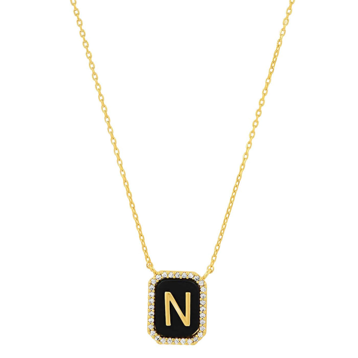 Onyx Monogram Pendant Necklace
