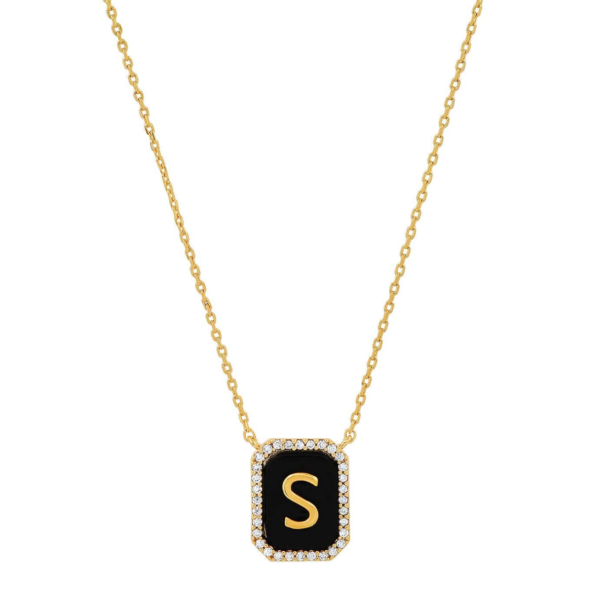 Onyx Monogram Pendant Necklace