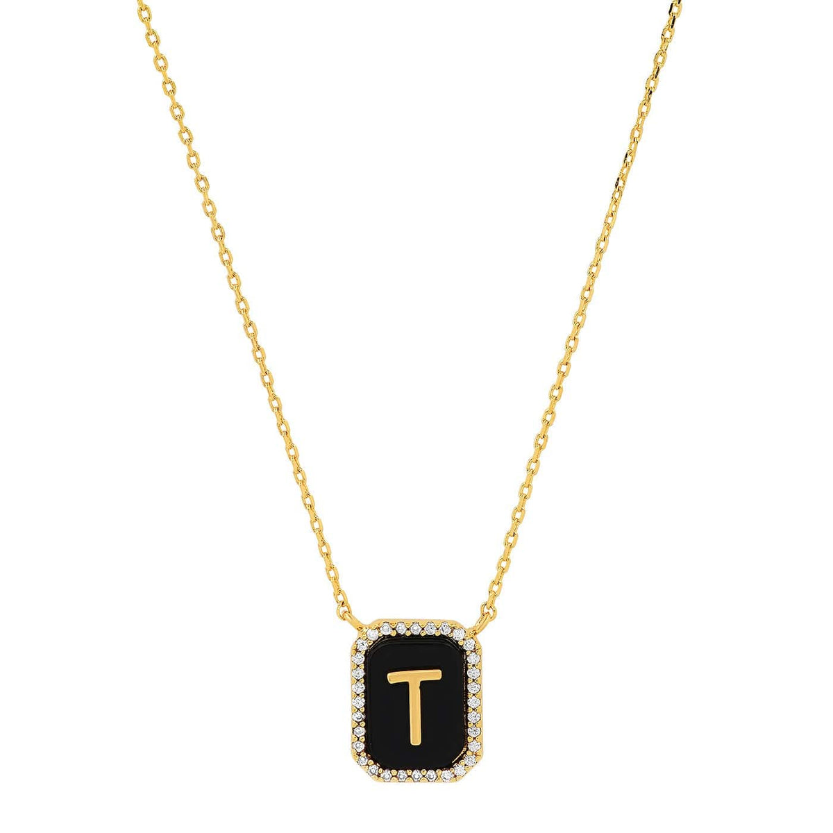 Onyx Monogram Pendant Necklace