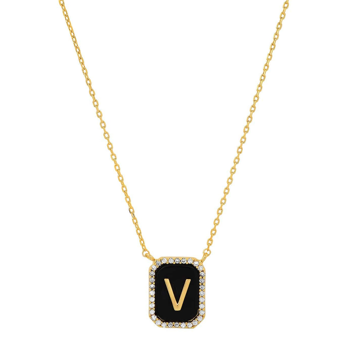 Onyx Monogram Pendant Necklace